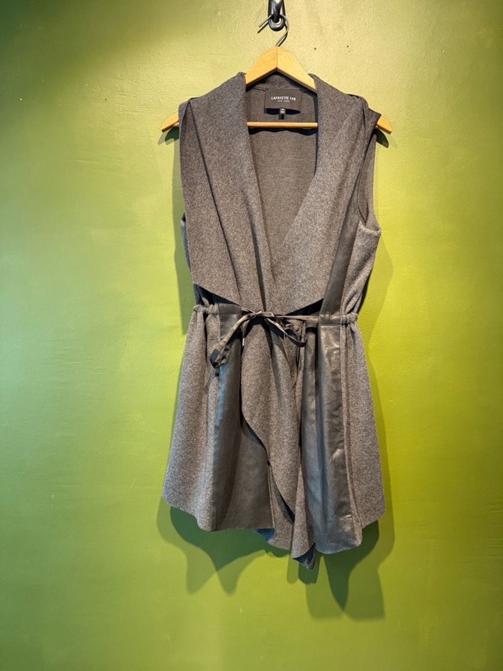 Lafayette 148 New York Gray Sleeveless Draped Vest